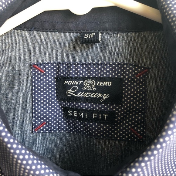 Point Zero Luxury blue polka dot button shirt - Picture 3 of 10